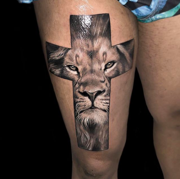 Tattoo Leão Realista
