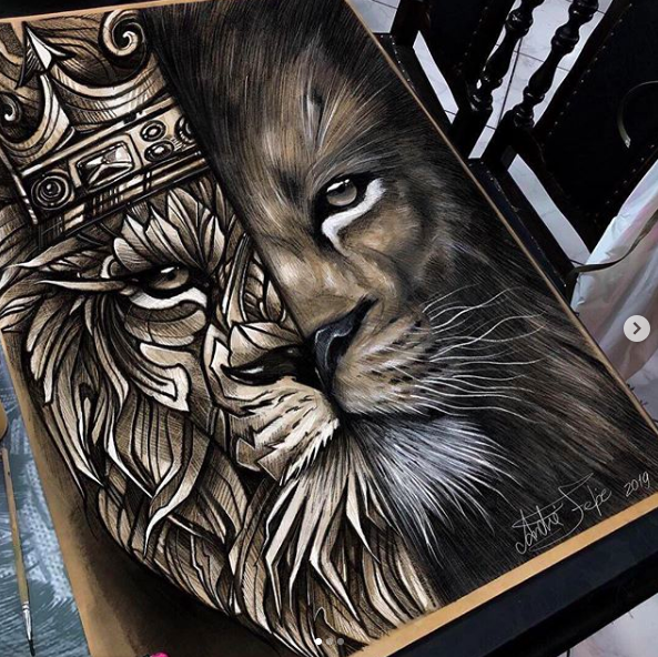Tattoo Leão Realista