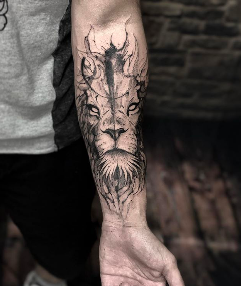 Tattoo Leão Realista